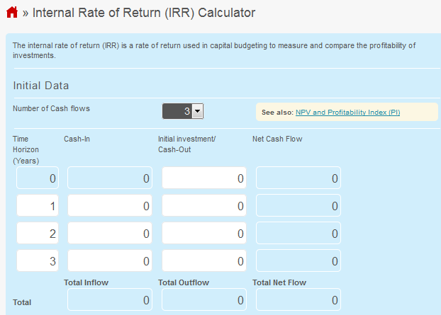 IRR calculator