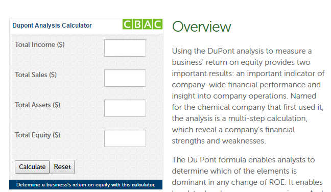 dupont analysis calculator